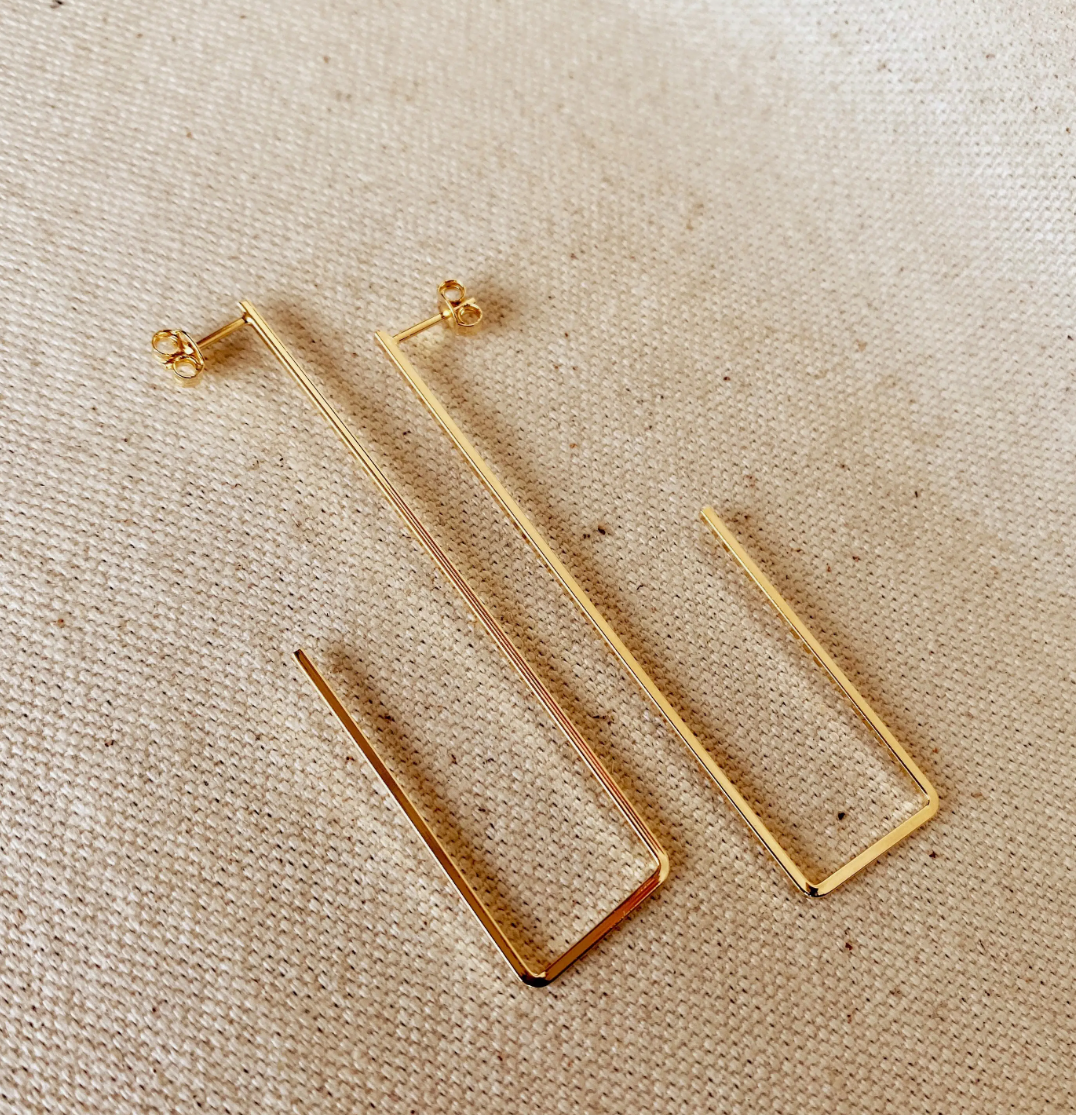 Gold Filled Rectangle Shaped Earrings