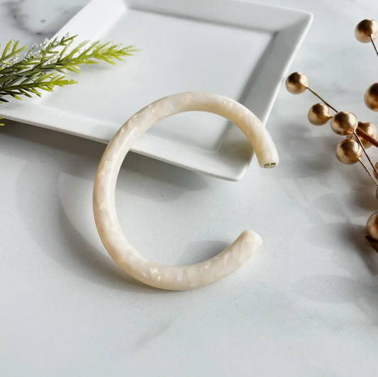 Resin Bangle Cuff Bracelet in Opal
