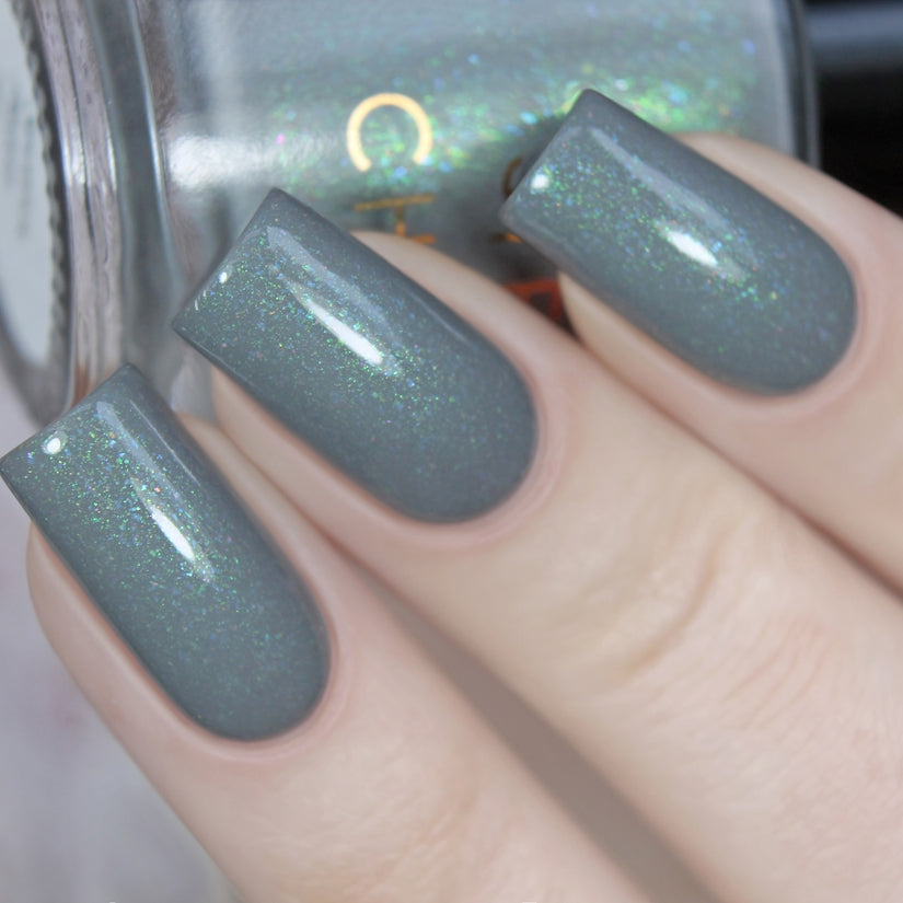 blue green shimmer vegan nail polish