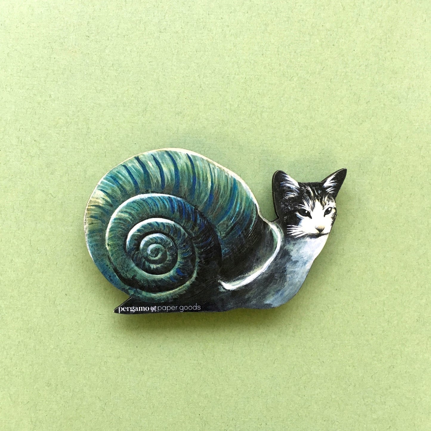 Snail Cat Wood Magnet