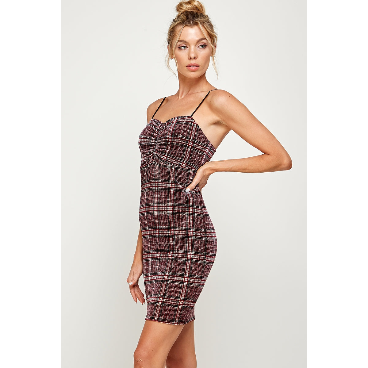 Velvet Plaid Mini Dress