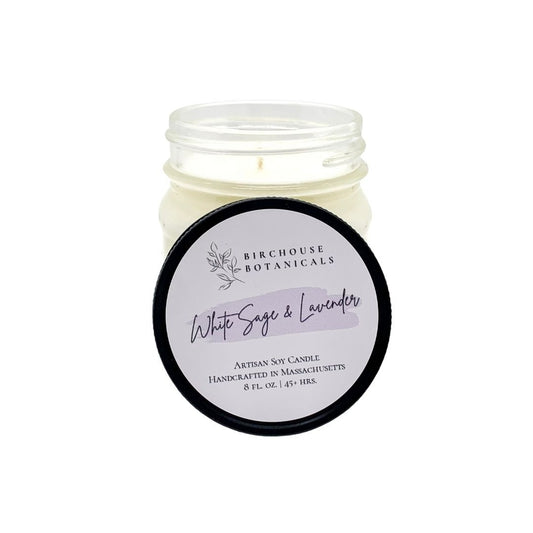 White Sage and Lavender Artisan Soy Candle 8oz