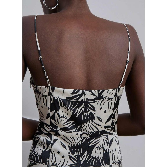 Tropical Print Silk Dress
