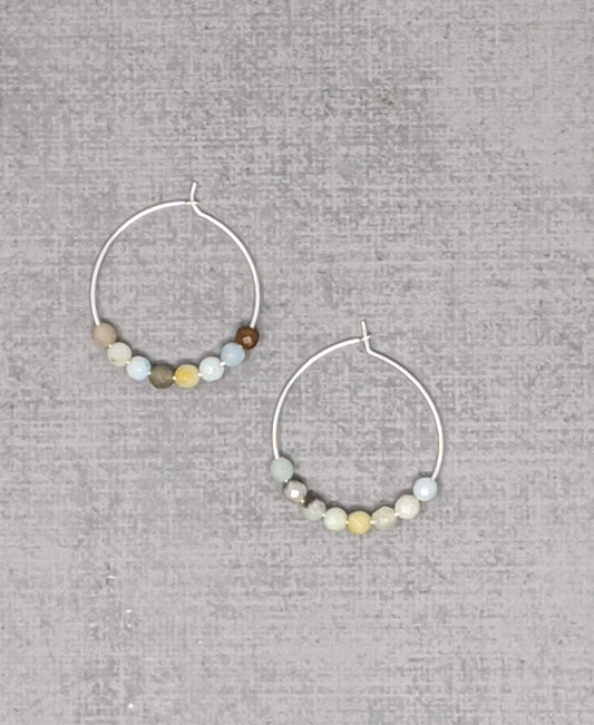 sterling silver amazonite hoop earrings