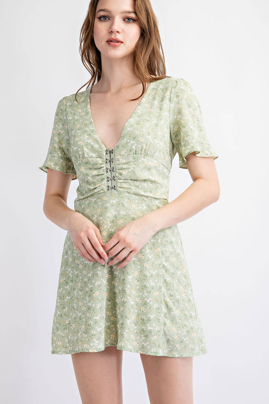 Alexandria Sage Floral Mini Dress