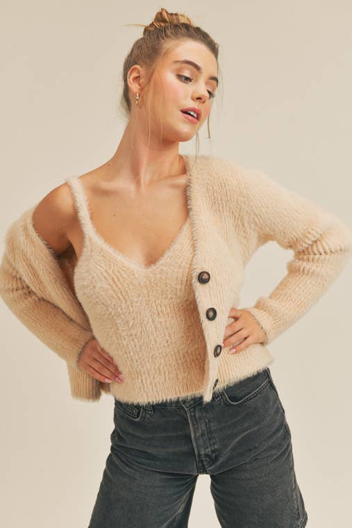 Cream Fuzzy Tank Top