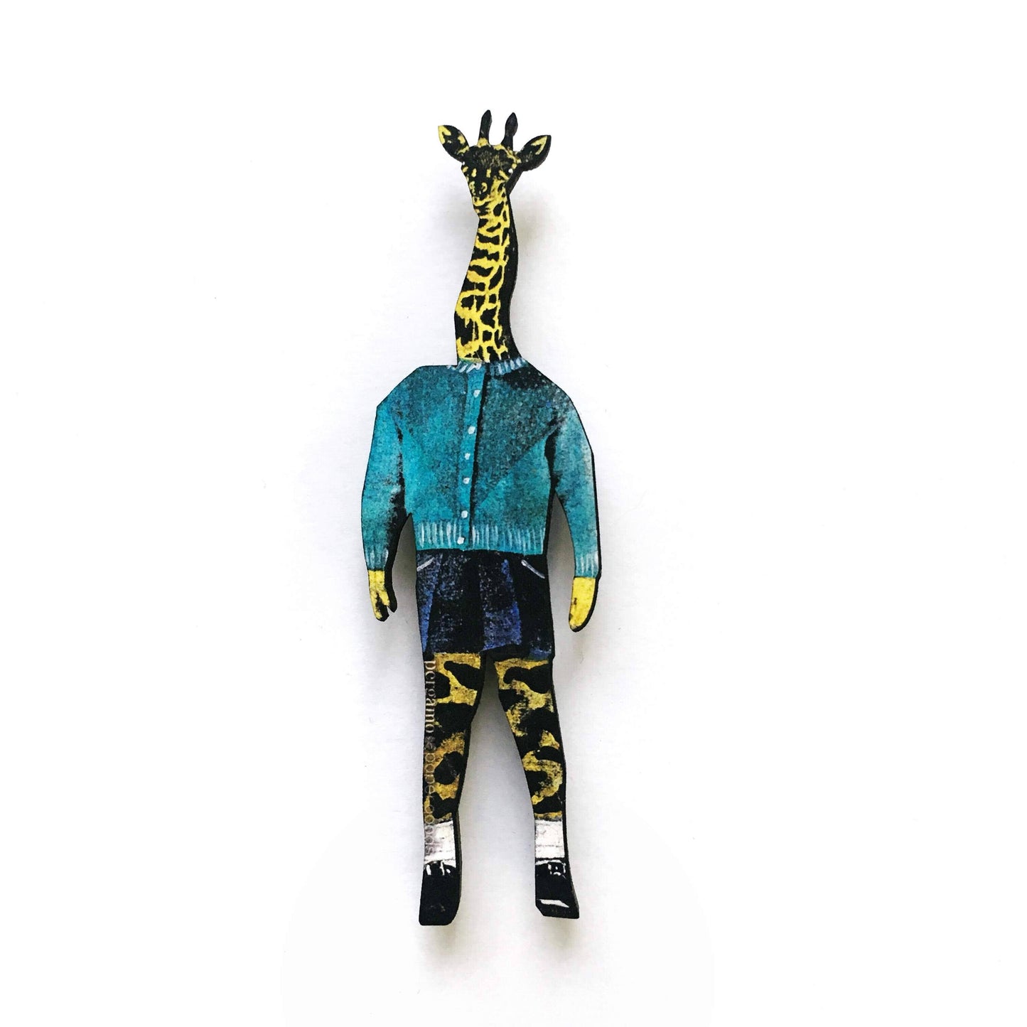 Giraffe Boy Wood Magnet