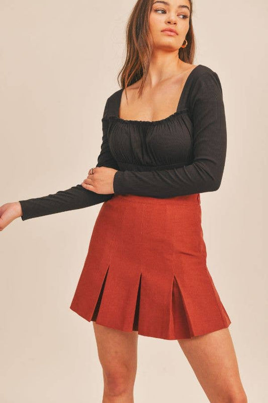 Red Pleated Skirt