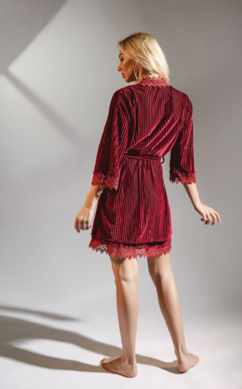 Burgundy Velvet Robe