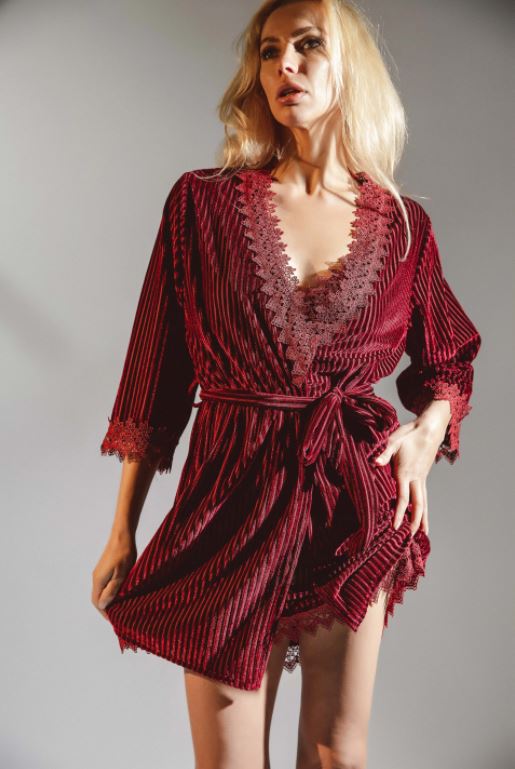 Burgundy Velvet Robe