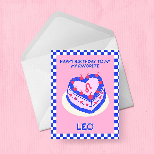 Leo Astrological Cake Birthday Card