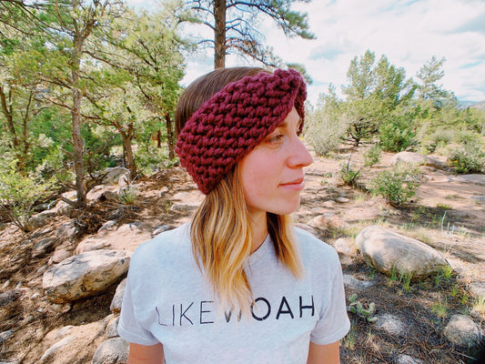 cranberry top knot headband