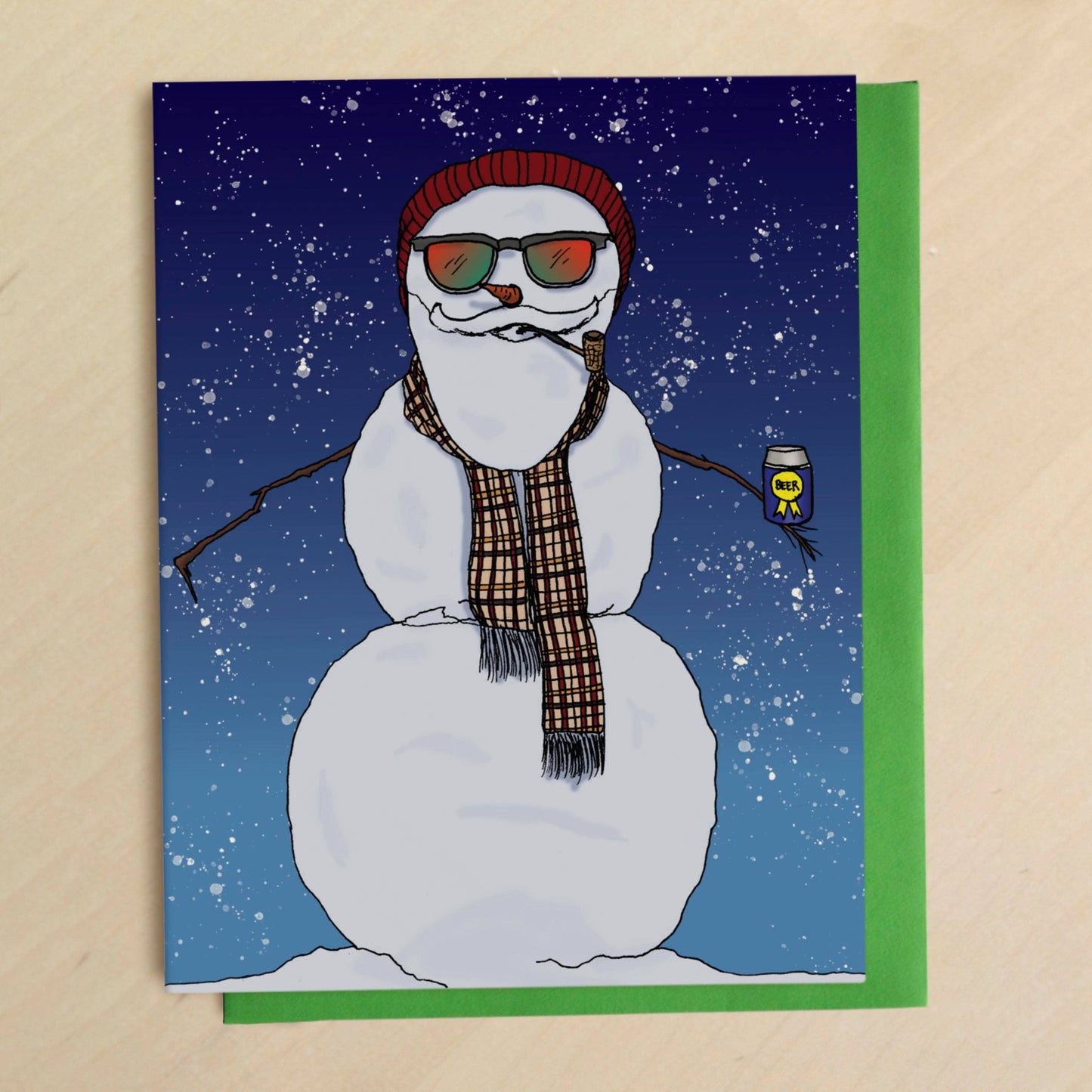 Hipster Snowman Holiday Greeting Card