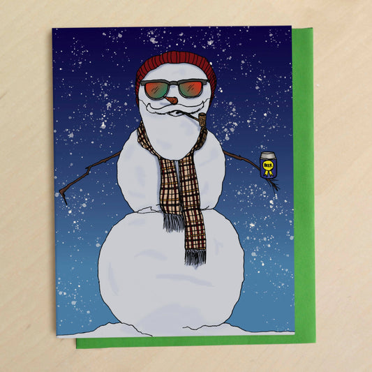 Hipster Snowman Holiday Greeting Card