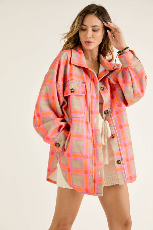 Neon Plaid Shacket