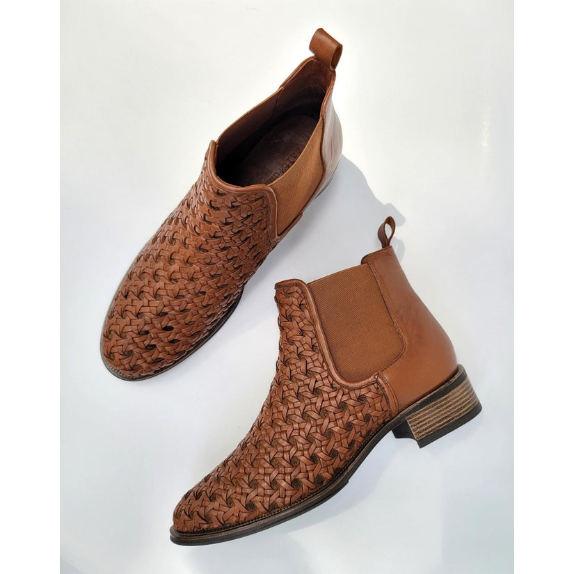 Handwoven Leather Chelsea Boots