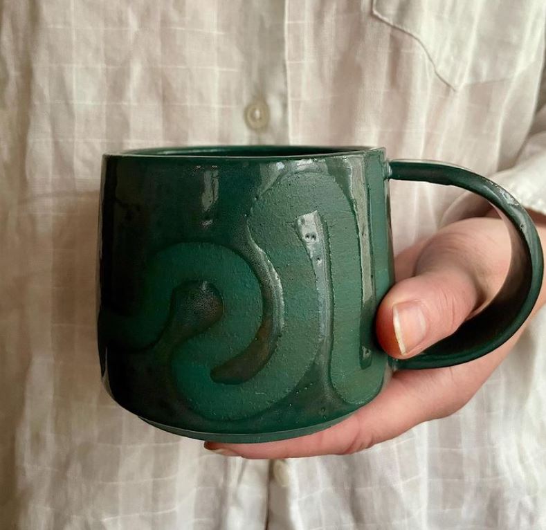 Emerald Green Squiggly Mug