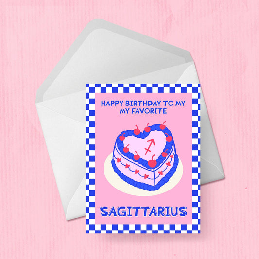Sagittarius Astrological Cake Birthday Card