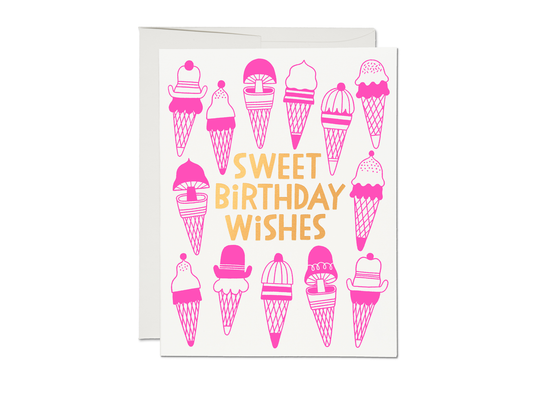 Ice Cream Wishes Birthday Greeting Card