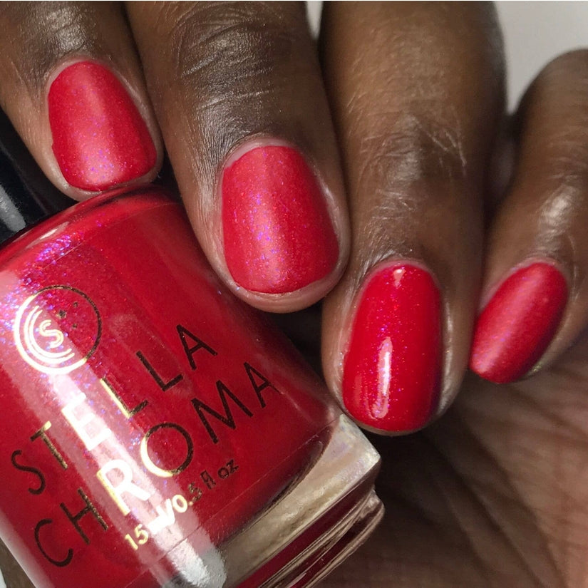 red shimmer vegan nail polish