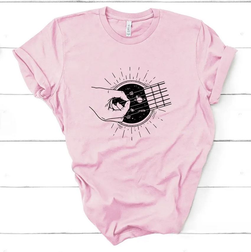 Guitar galaxy pink t shirt