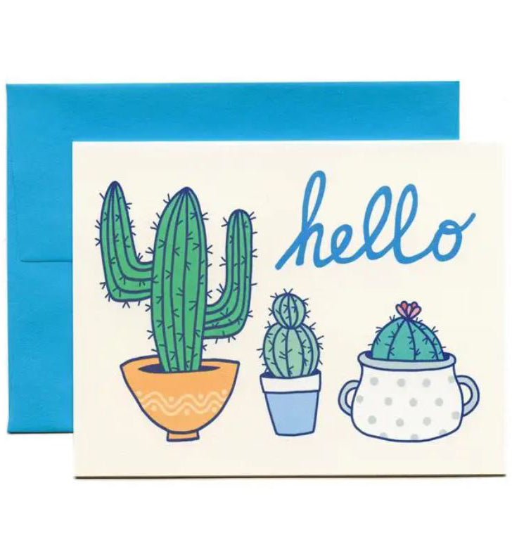Cactus greeting cad with hello message