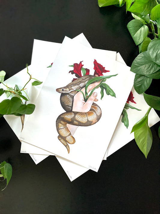 Red Flower & Snake Art Print