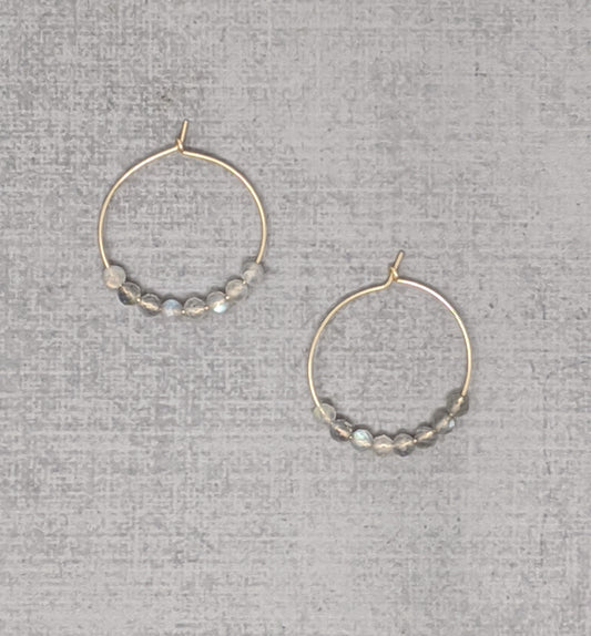 gold fill labradorite hoop earrings