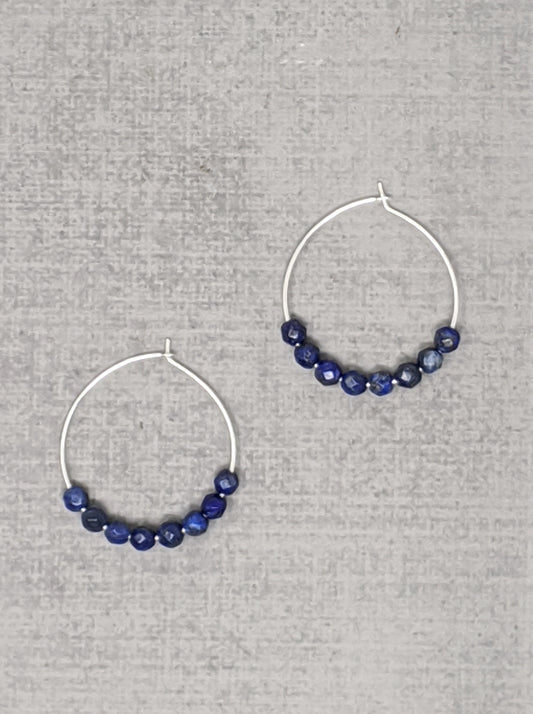 steriling silver lapis hoop earrings