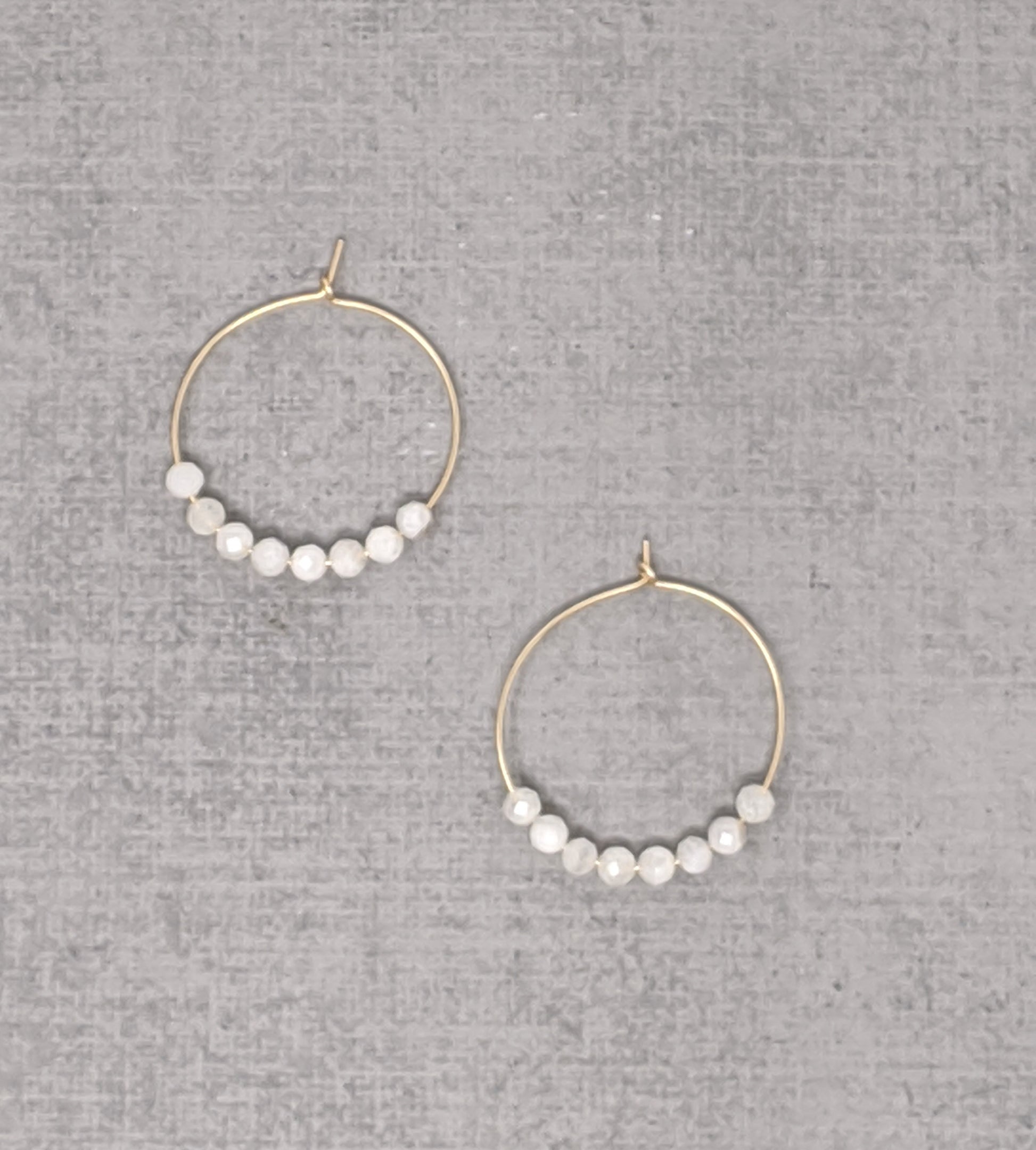 yellow gold fill moonstone hoop earrings