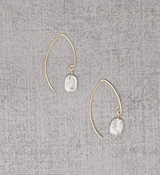 yellow gold fill oval moonstone earrings