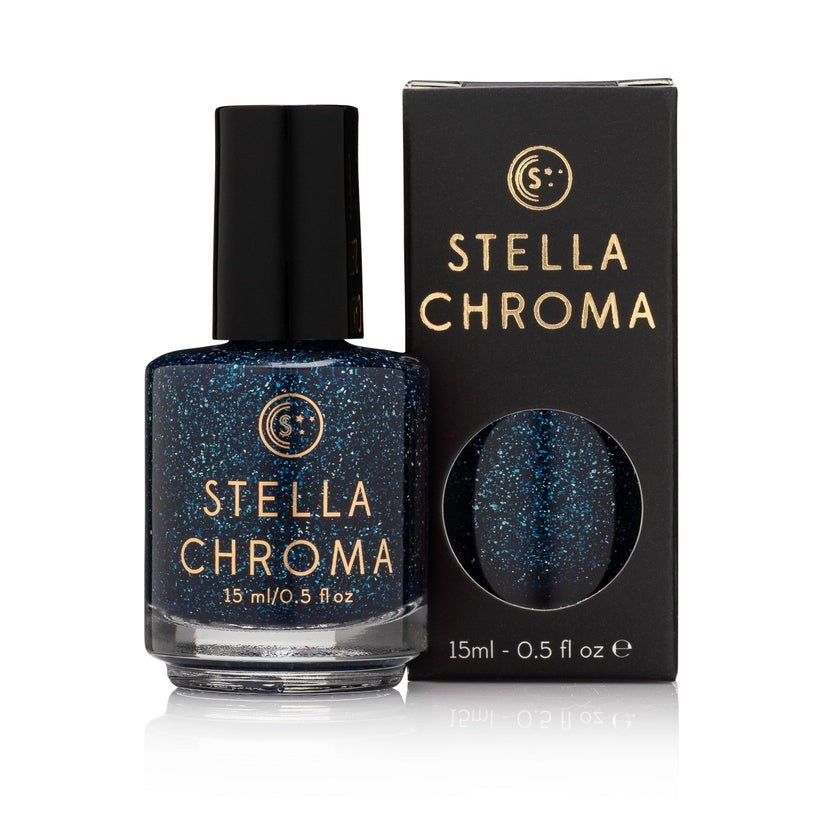 dark blue shimmer vegan nail polish