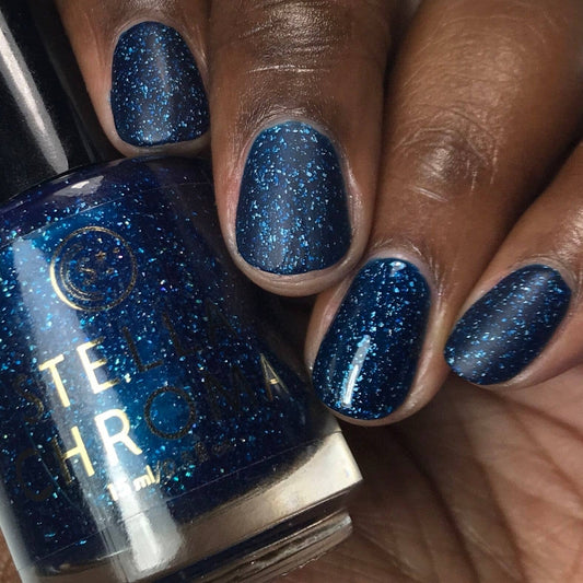 dark blue shimmer vegan nail polish