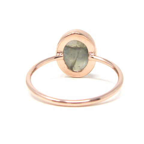 Rose gold oval labradorite ring