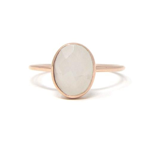 Rose gold oval moonstone ring