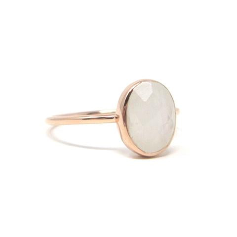 Rose gold oval moonstone ring