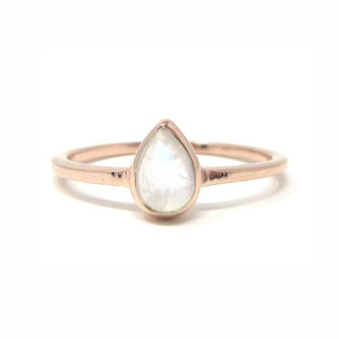 Rose gold pear moonstone ring