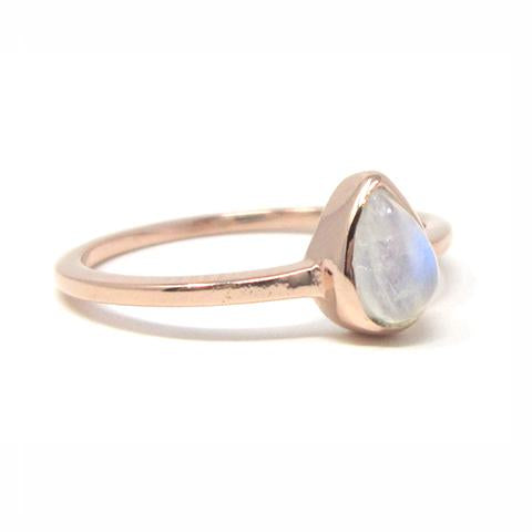 Rose gold pear moonstone ring