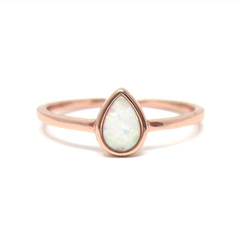 Rose gold pear opal ring