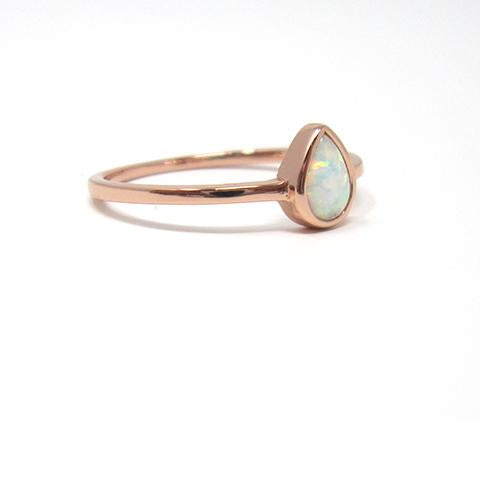 Rose gold pear opal ring
