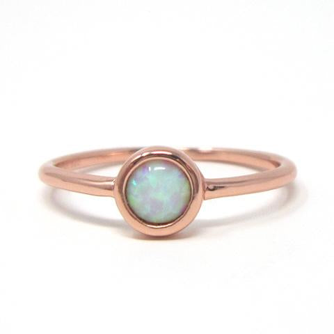 Rose gold round opal ring