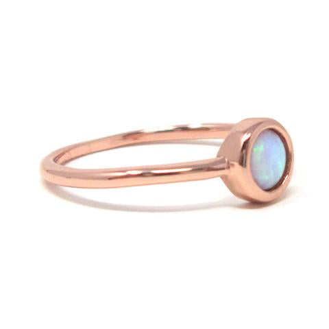 Rose gold round opal ring