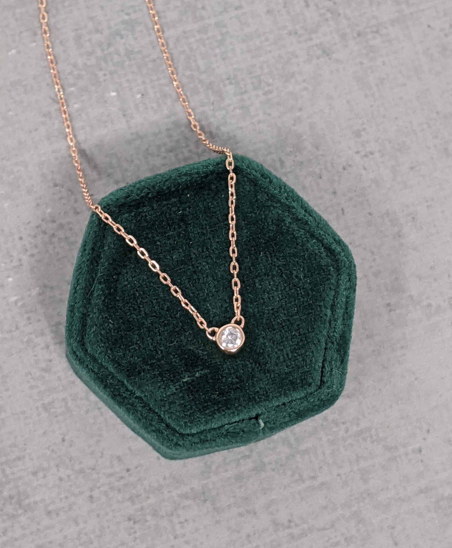 rose gold cz bezel necklace