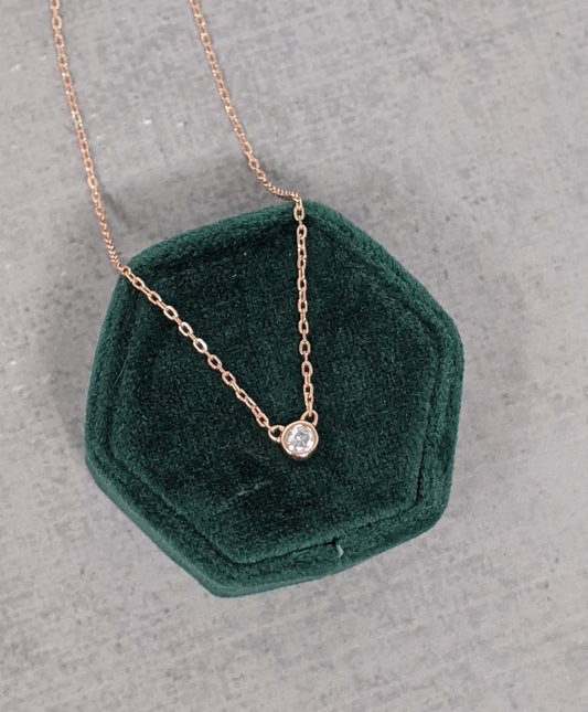 rose gold cz bezel necklace