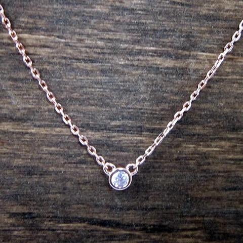 rose gold cz bezel necklace