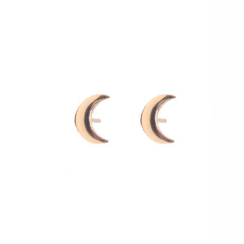rose gold moon stud earrings