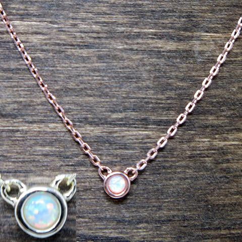 rose gold round opal necklace