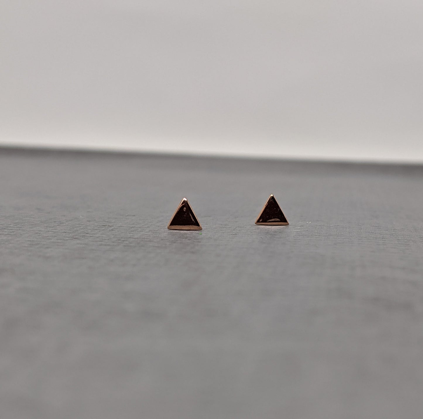 rose gold triangle stud earrings