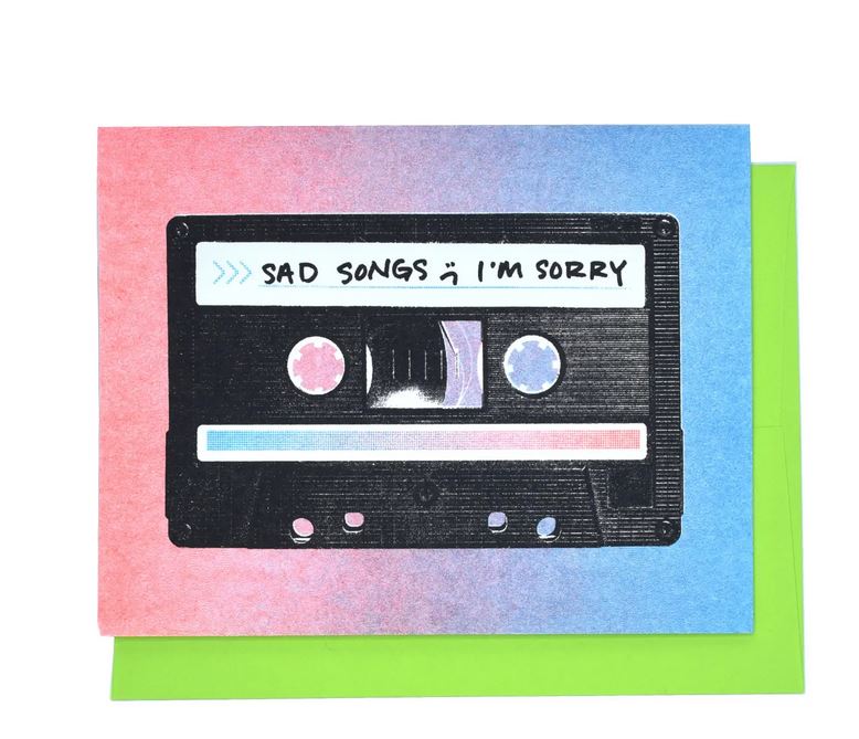 "Sad Songs" Cassette - Risograph Apology Card