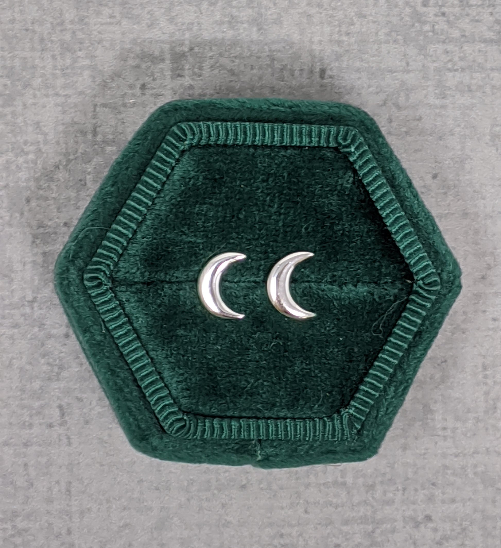 Sterling silver half moon studs